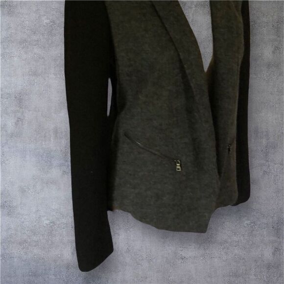 Ann Taylor Blazer Women's Black And Gray Two Tone Open Wool Blend Size 10 - Picture 6 of 9